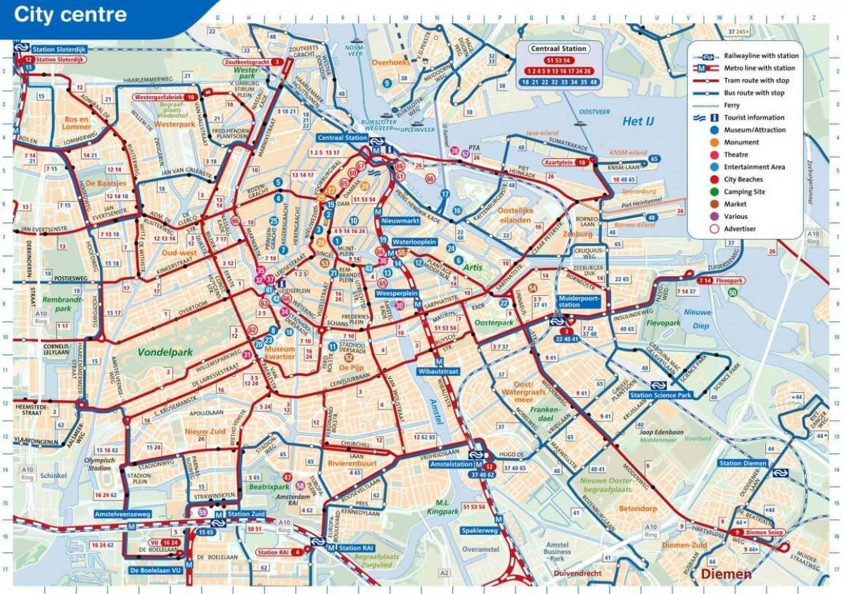 La città di Amsterdam trasporto mappa