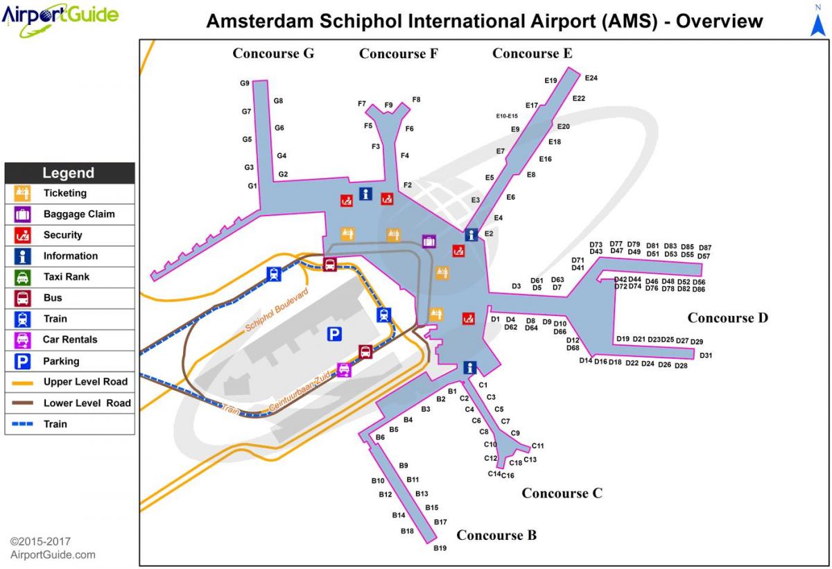 mappa dell'aeroporto di schiphol porte