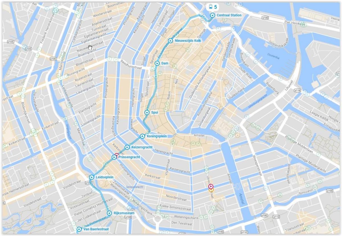tram 5 Amsterdam mappa del percorso
