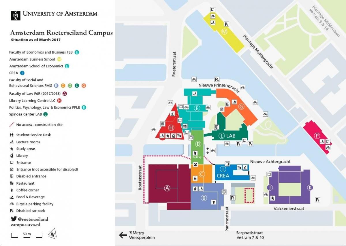 mappa di università di Amsterdam