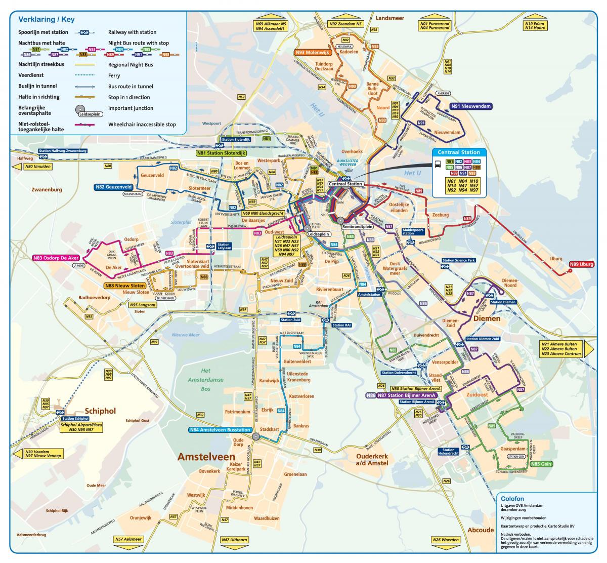 notturno bus Amsterdam mappa