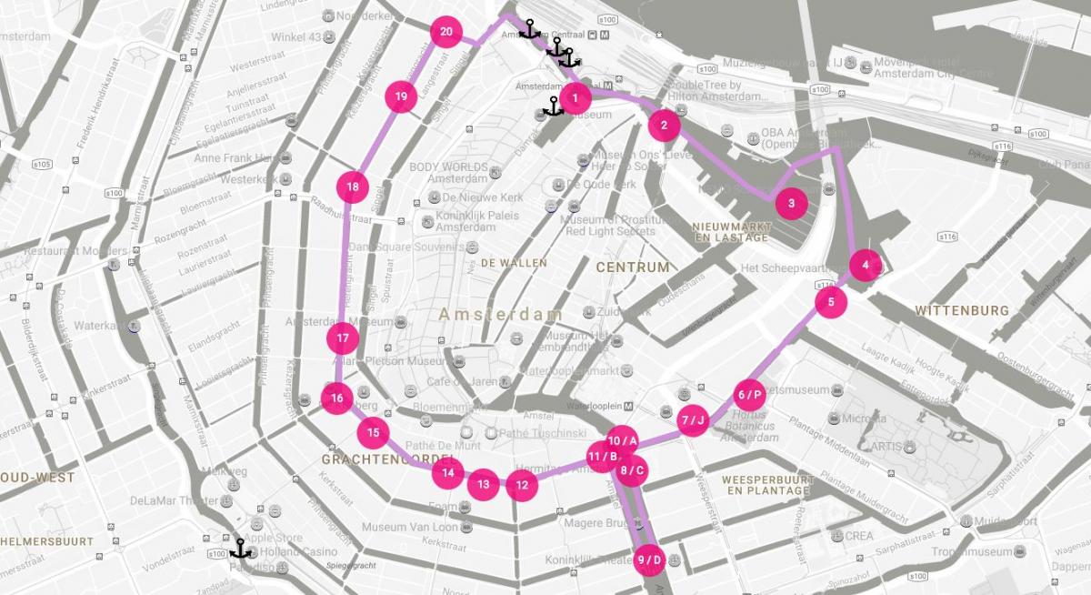 mappa di Amsterdam light festival