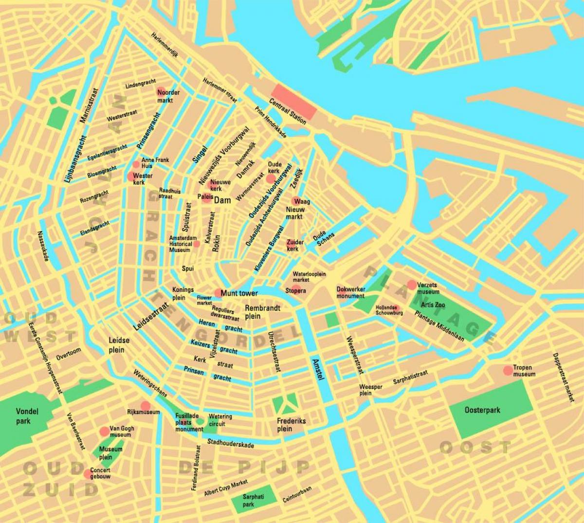 aree di Amsterdam mappa