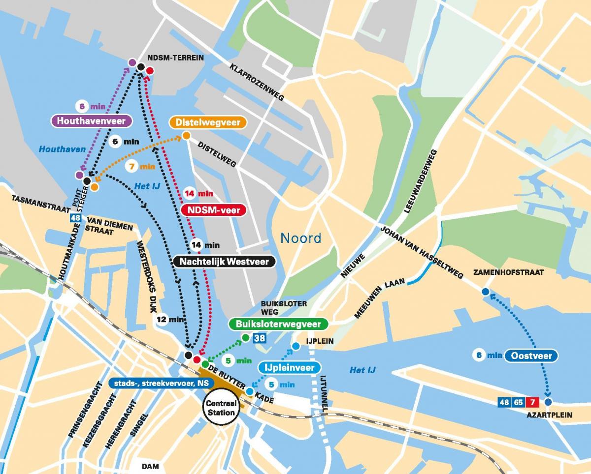 mappa di Amsterdam traghetto