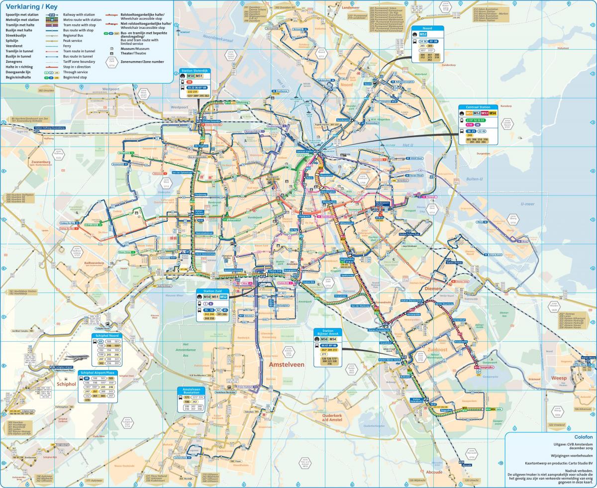 mappa di Amsterdam trasporto pubblico