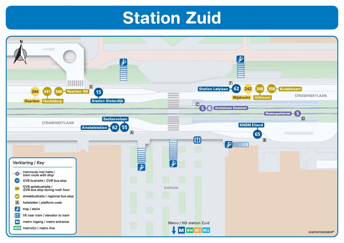 mappa della stazione di Amsterdam zuid