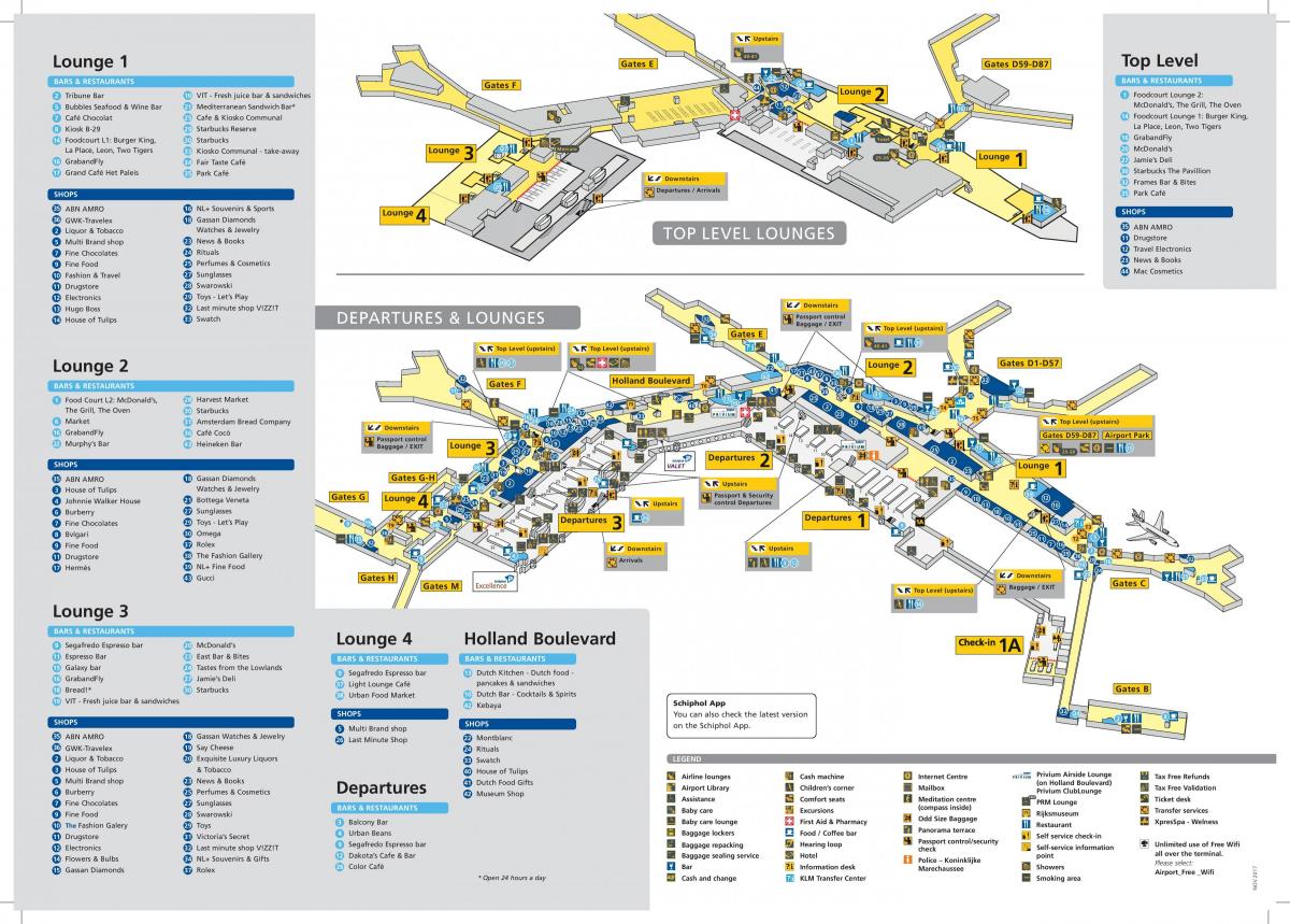 Aeroporto Amsterdam mappa shopping