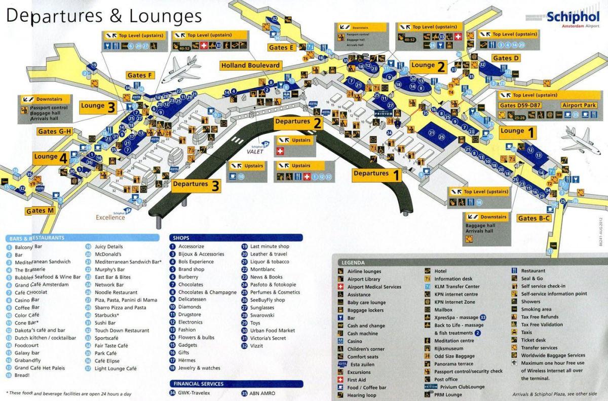 L Aeroporto Schiphol Di Amsterdam Mappa Mappa Dell Aeroporto Di   L'aeroporto Schiphol Di Amsterdam Mappa 