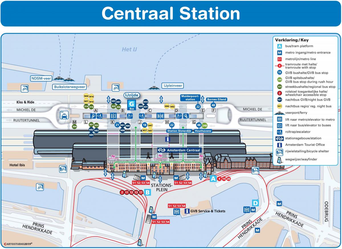 La stazione centrale di Amsterdam mappa