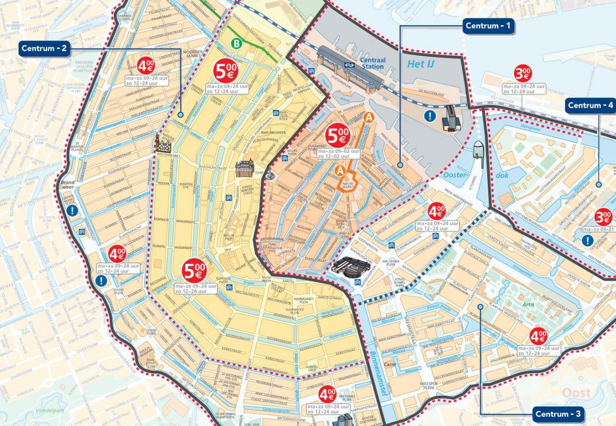 Amsterdam zone di parcheggio mappa