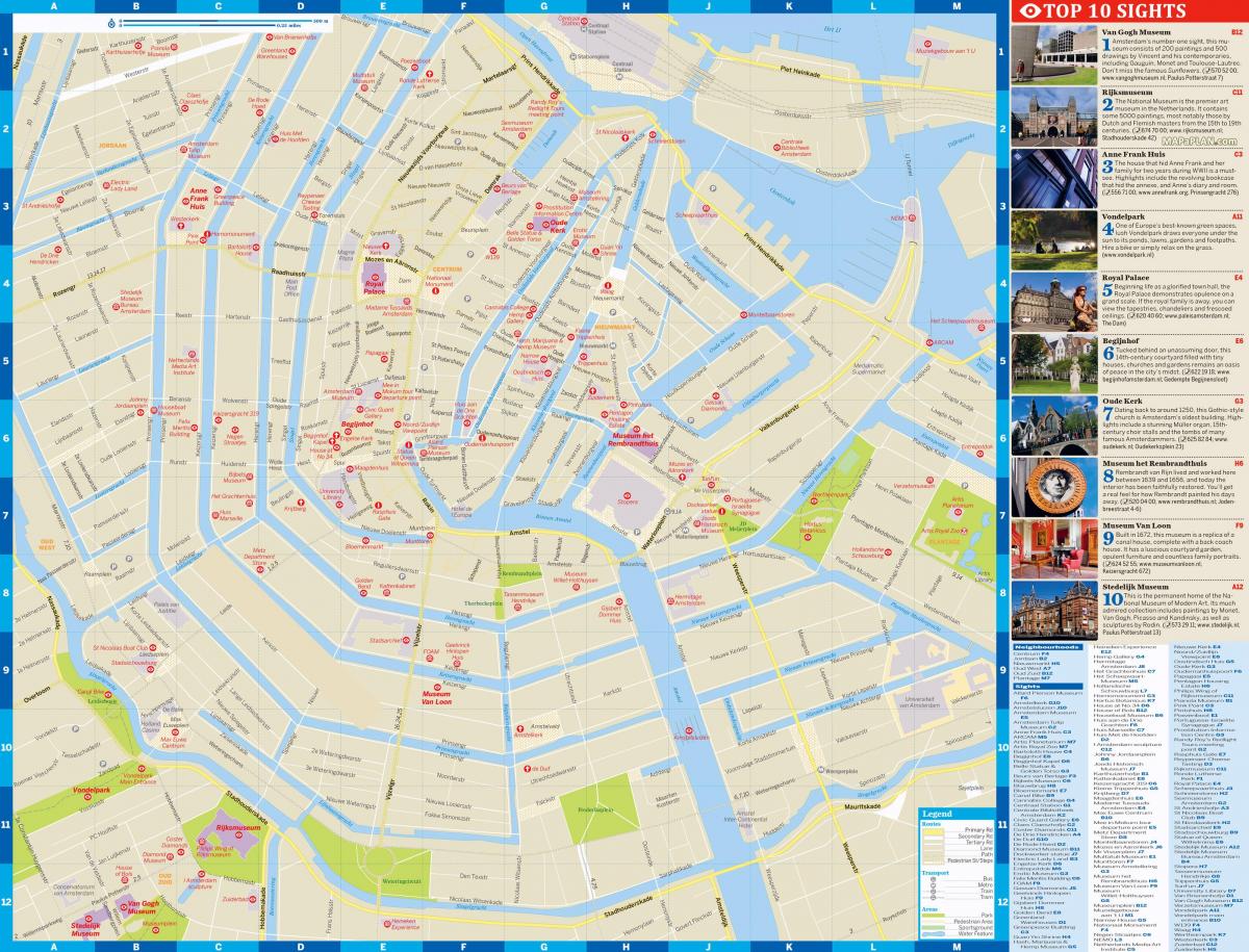 Amsterdam mappa della città con le attrazioni turistiche