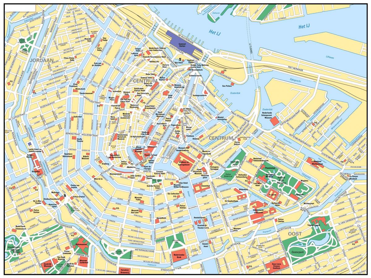 mappa della città di Amsterdam, paesi bassi
