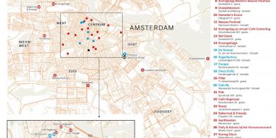 La mappa della vita notturna di Amsterdam